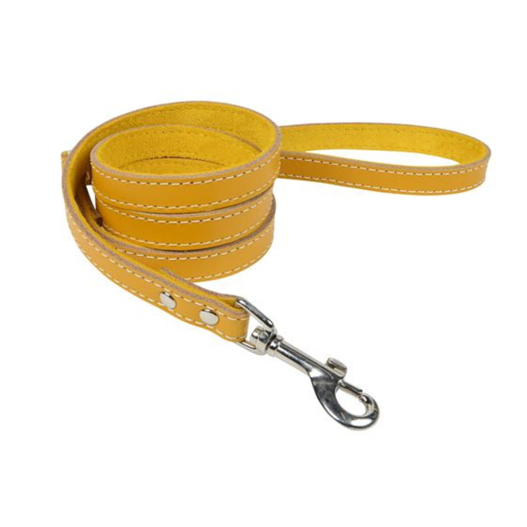 Coco & Pud Dogue Classic Stitch Leather Dog Lead - Mustard