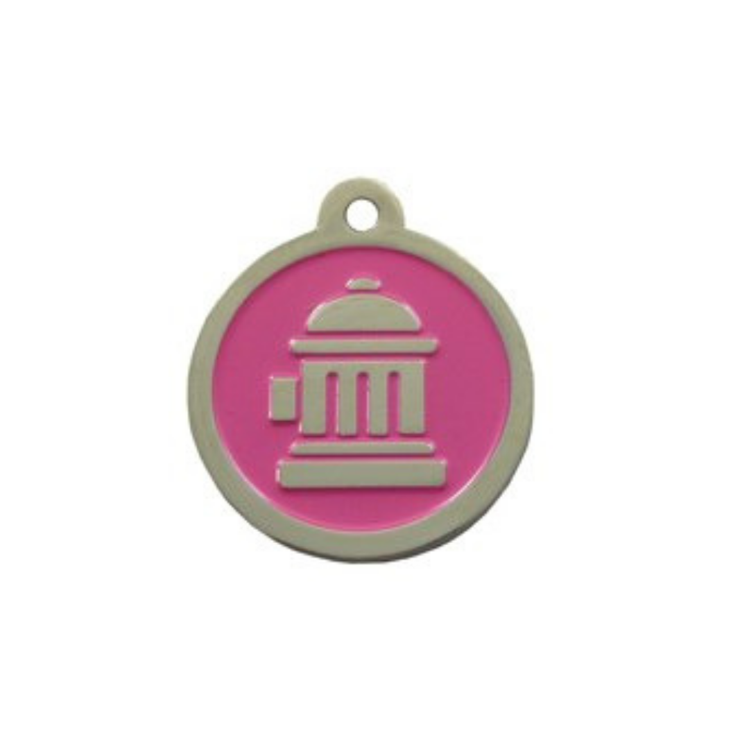 Fire Hydrant ID Tag - Pink & Silver - Coco & Pud