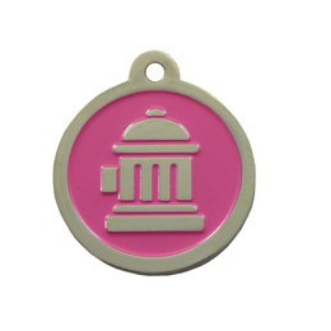 Fire Hydrant ID Tag - Pink & Silver - Coco & Pud