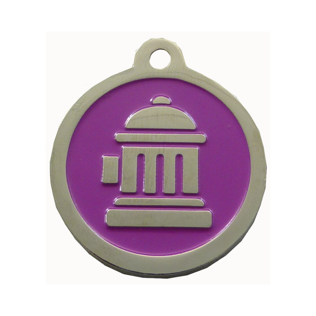 Fire Hydrant ID Tag - Purple & Silver - Coco & Pud