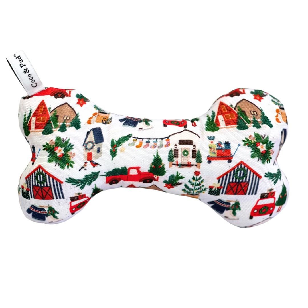 Coco & Pud Home For Christmas Bone Dog Toy