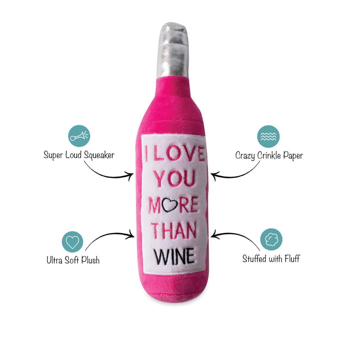 Coco & Pud Just I Love You More Than Wine Valentine's Plush Dog Toy details - Fringe Studio