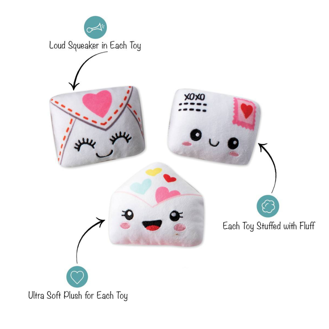 Coco & Pud Sealed With A Kiss Mini Dog Toys details- Set of 3 - Fringe Studio