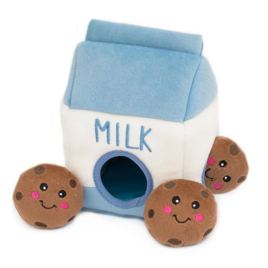 Coco & Pud Milk and Cookies Interactive Dog Toy Cookies outside - Zippy Paws